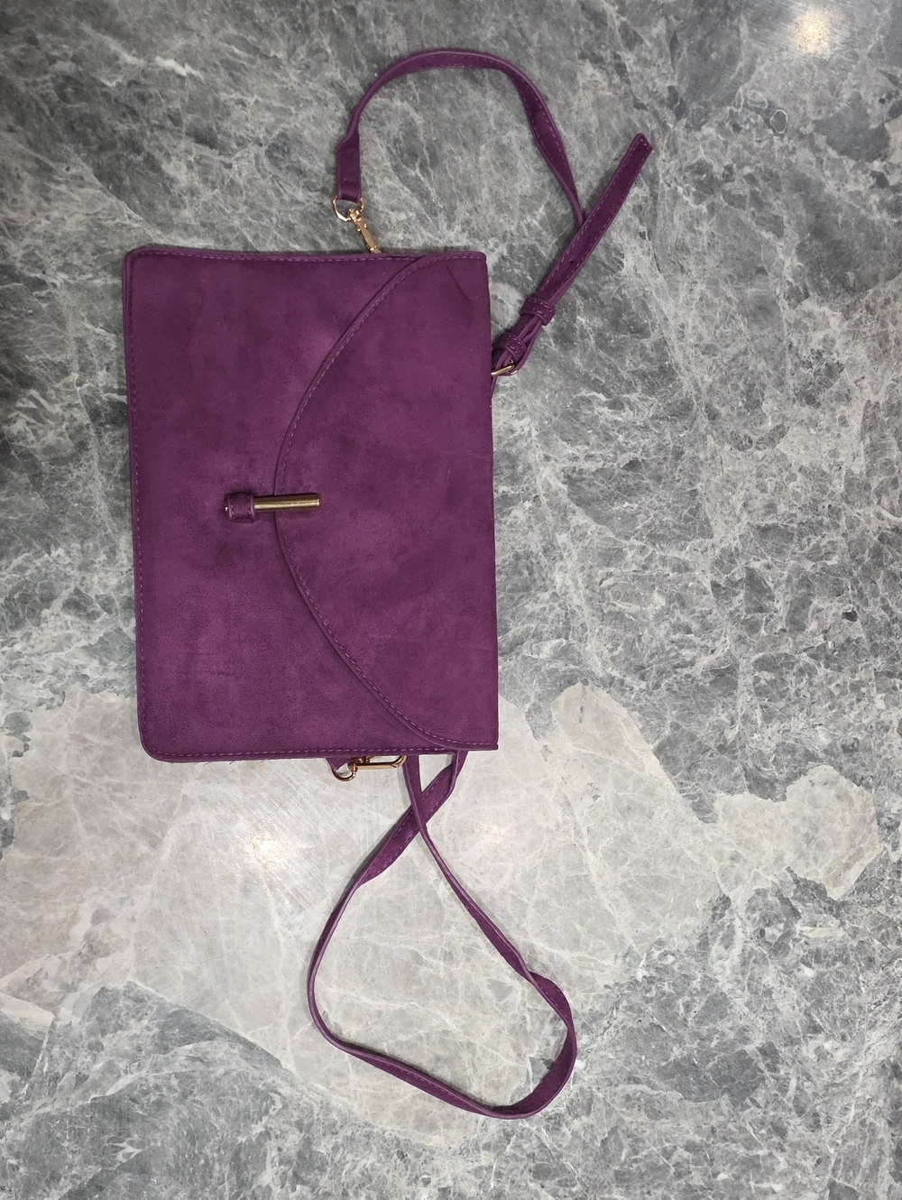 Purple Suede Crossbody Bag - Sleek Everyday Style